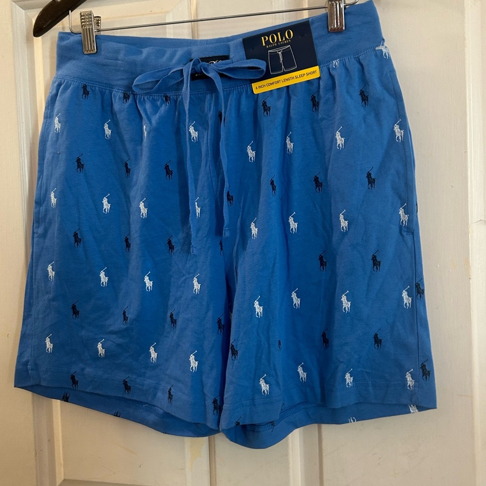 Polo by Ralph Lauren Blue Drawstring Shorts with White & Navy Logos